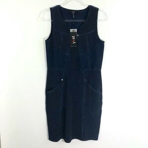 YEST Blue Dress Stitch Detail Pockets NWT